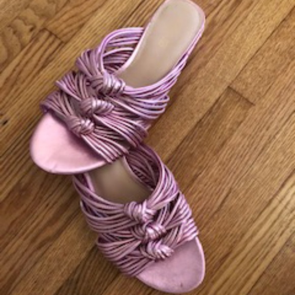 Rachel Zoe Wren Pink Metallic Slides - Picture 1 of 7